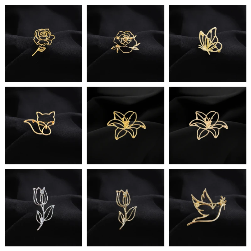 Hollow Out Rose Brooch High-end Female Niche Design Metal Pin Exquisite Flower Chest Flower Clothing Decor Accessories Gifts