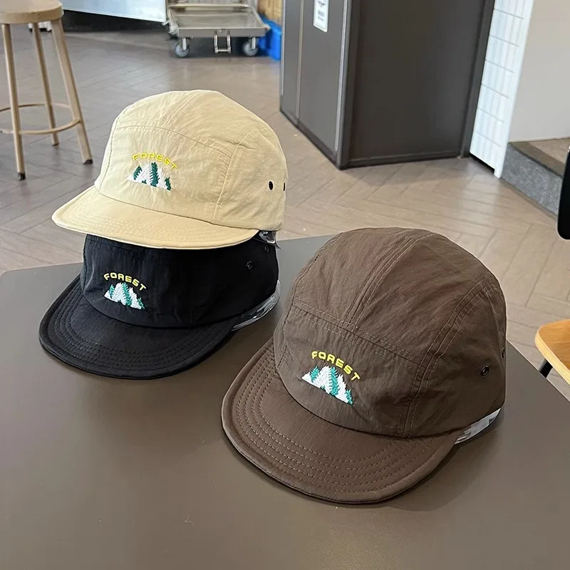 Japanese style Quick Drying Short Brimmed Baseball Hat Female Street Soft Brimmed Five Piece Mountain Sun Hat Forest Embroidery