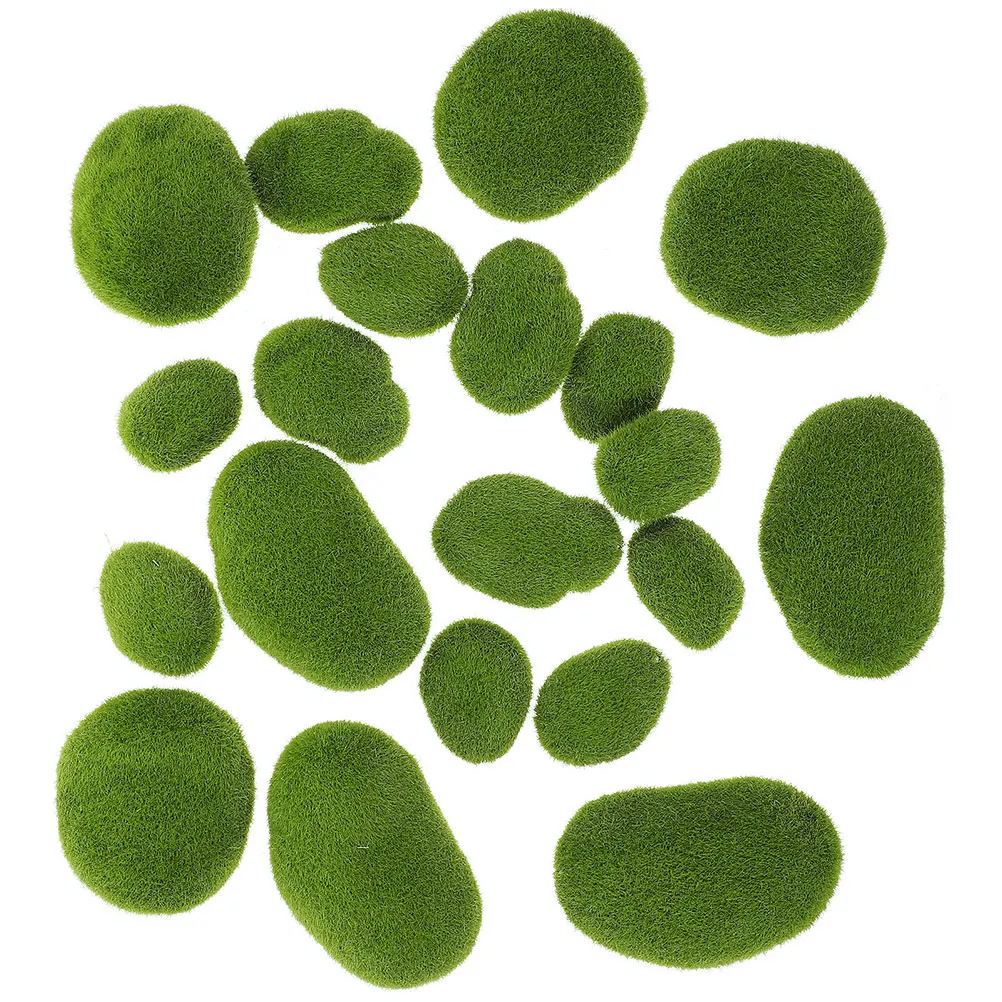 

25pcs Artificial Stones Realistic Fake Rocks For Bonsai Diy Decor Lifelike Moss Ball For Indoor Outdoor Landscaping -