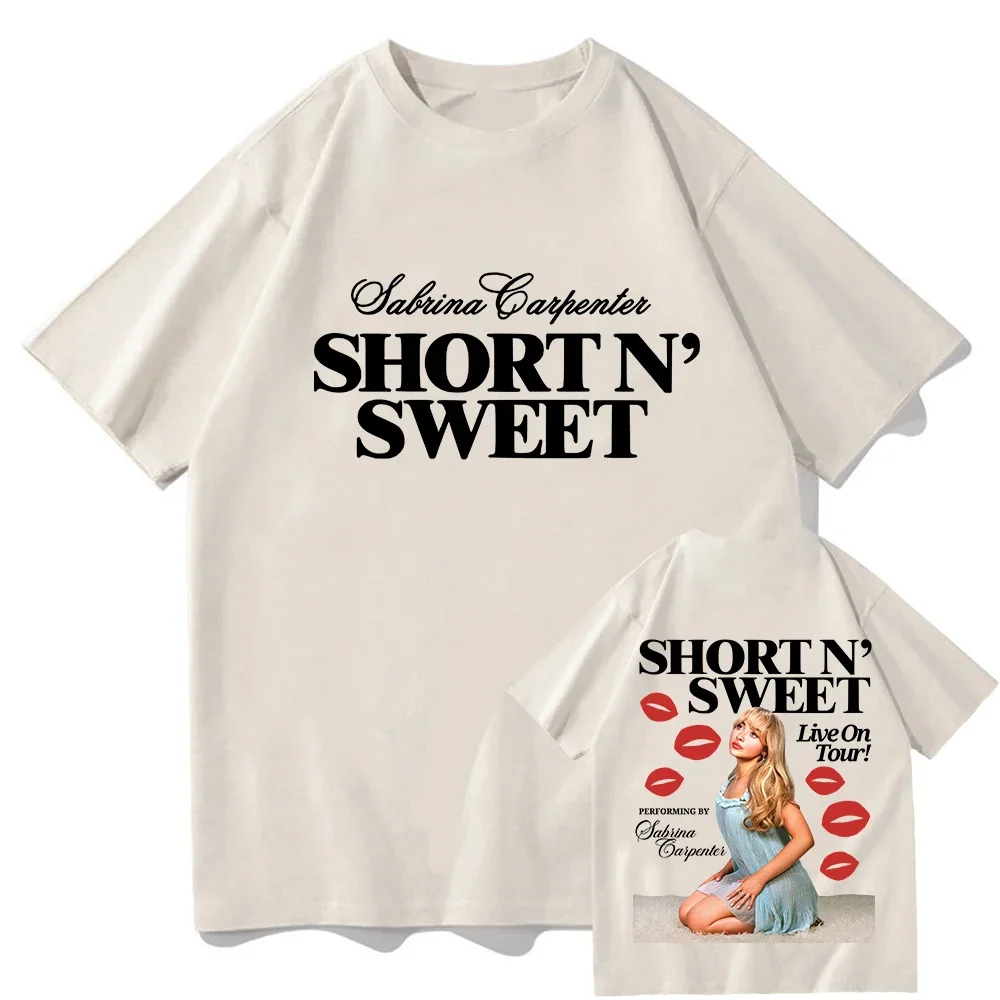 Sabrina Carpenter Short N Sweet Live on Tour 2024 T Shirt Fashion Men Aesthetic Retro T-Shirt Unisex Casual Cotton Tees Shirts