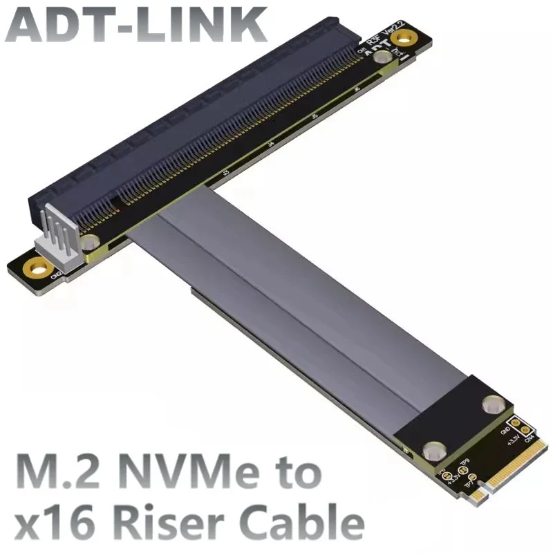 

ADT-Link M.2 NVME to PCIe 3.0 x16 Riser Cable M.2 NGFF NVMe STX Motherboard Graphics Cards Gpu Extension Gen3 M.2 to X16 Adapter