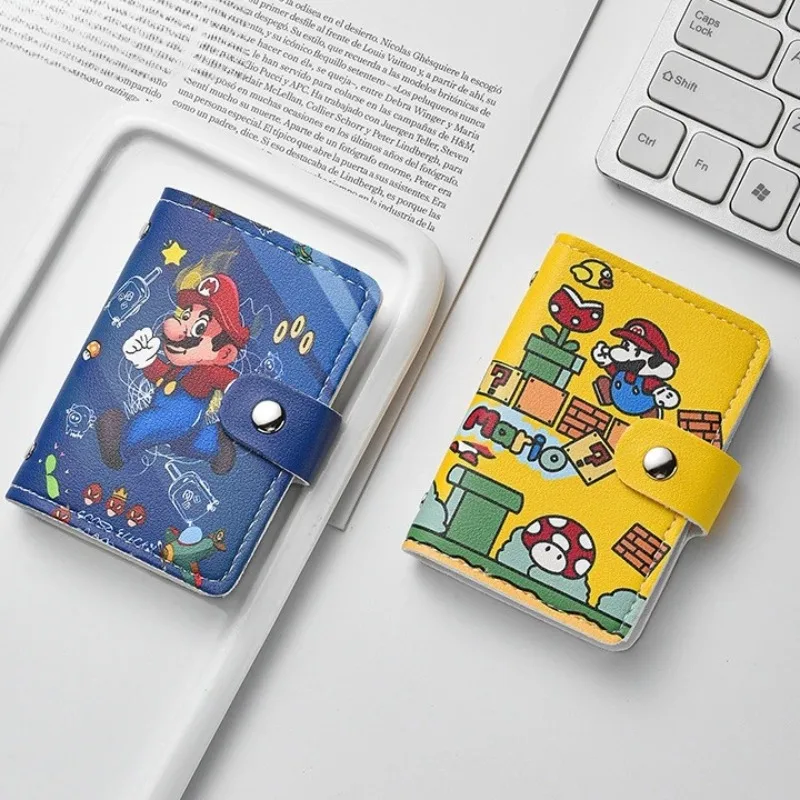 Marios dos desenhos animados bonito saco de cartão grande capacidade multi slot para cartão internet mini compacto bonito feminino anti desmagnetização conjunto de documentos