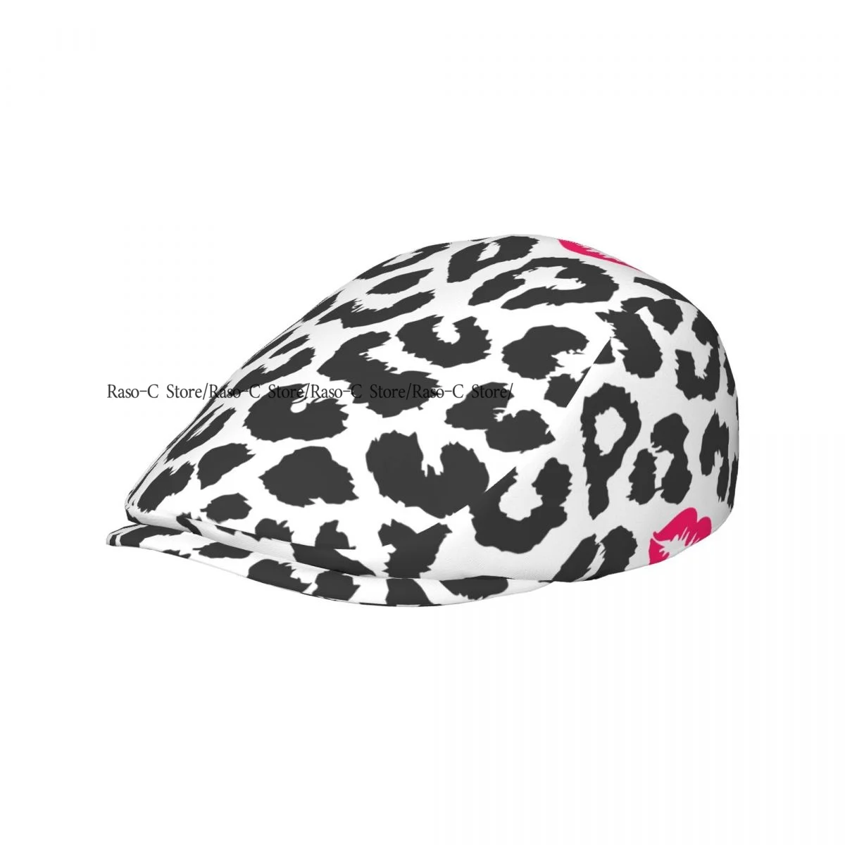 Spring Summer Adult Flat Cap Black And White Leopard Texture With Kiss Print Unisex Cap Light Thin Forward Beret Outdoor Hat