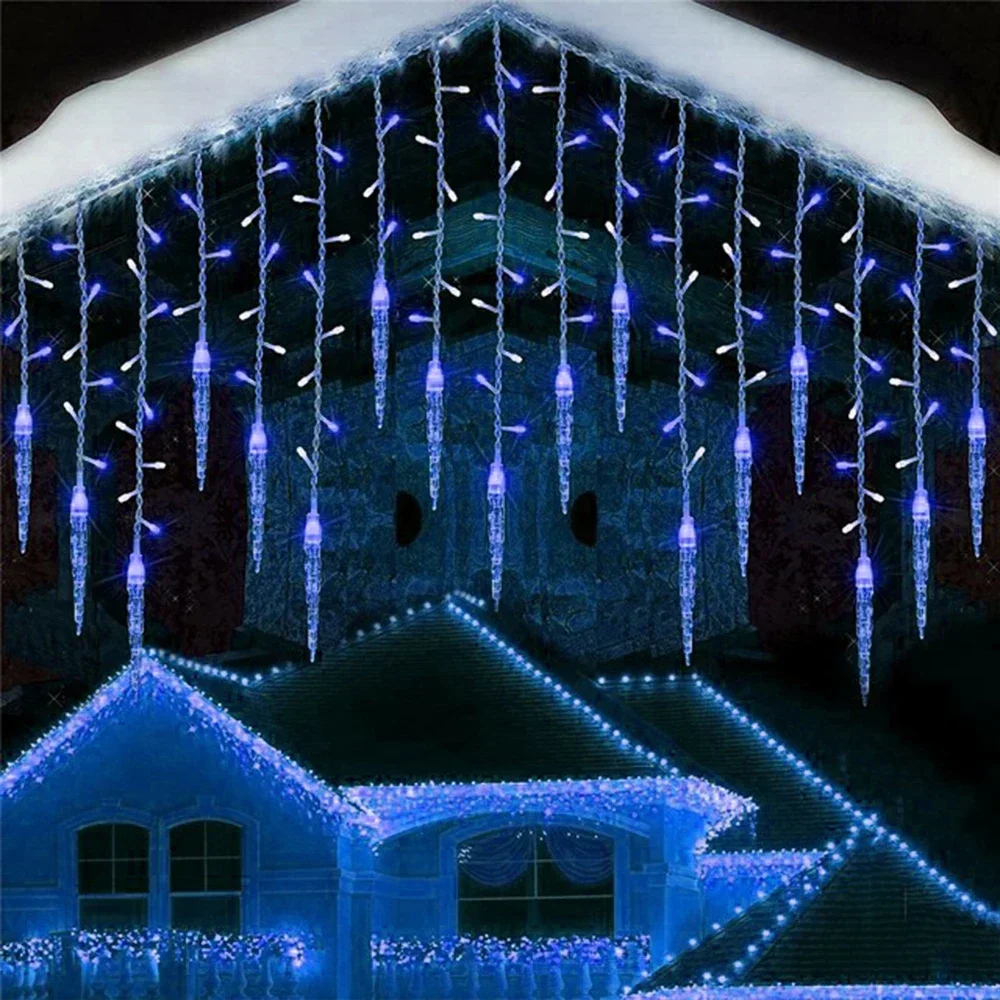 3M LED Curtain Icicle String Lights Christmas Garland Waterfall Outdoor Garden Decoration Fairy Light for Street Eaves Patio