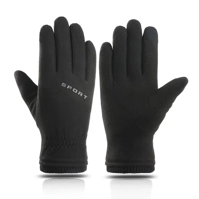 Men Women Winter Polar Fleece Silica Gel Non Slip Touch Screen Driving Mitten Plus Velvet Thick Warm Sport Cycling Glove