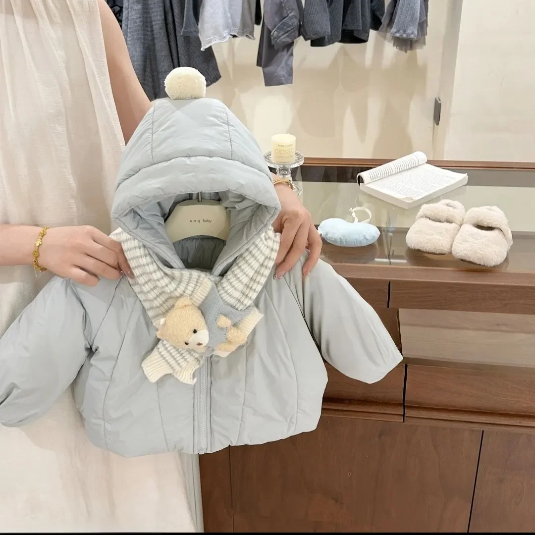 

Winter Fashion Girls Sweet Cute Warm Casual Kids Princess Blue Plus Velvet Thick Cardigan Hooded Jacket Coat Party Clothes