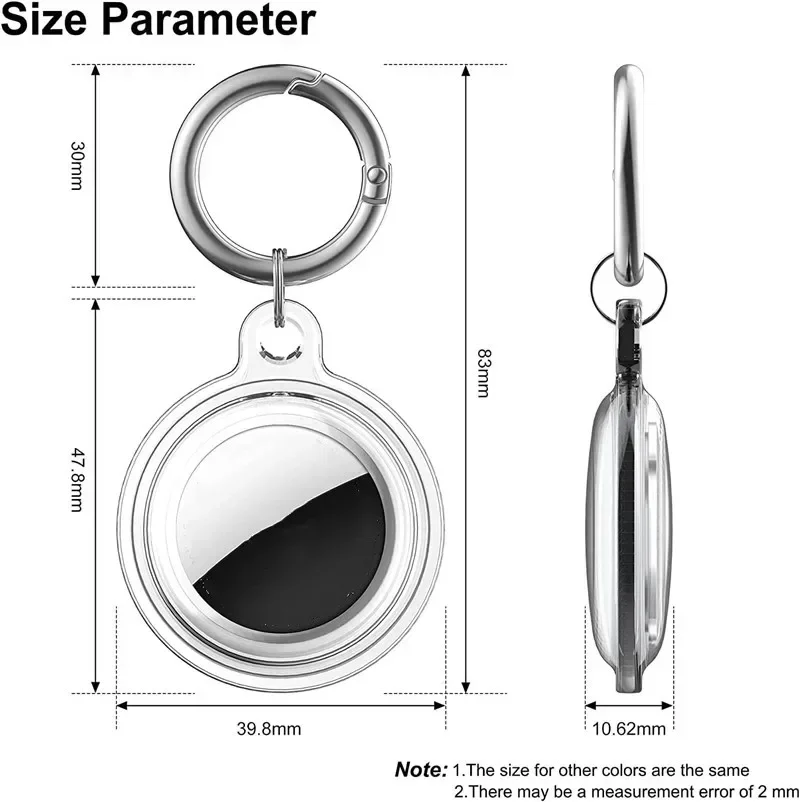 Waterproof Anti-lost Keychain Holder for Apple Airtag Transparent TPU Case Dog Cat Pet Collar Keys Tracker Protective Full Cover