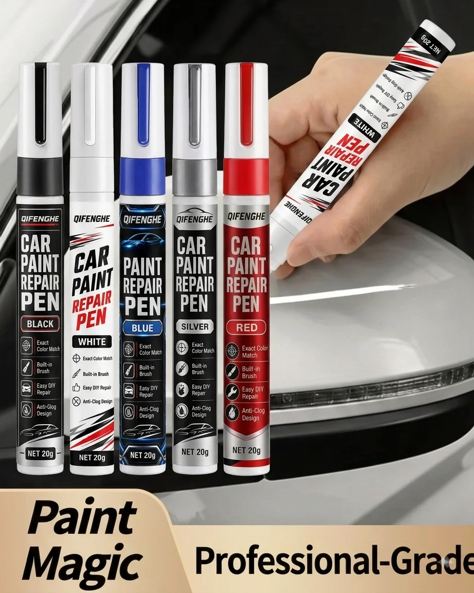RUBO 20g Car Paint Pen for Scratches, Color Match Brush Pen, Anti-Clog Design, No Color Difference, DIY Easy Repair