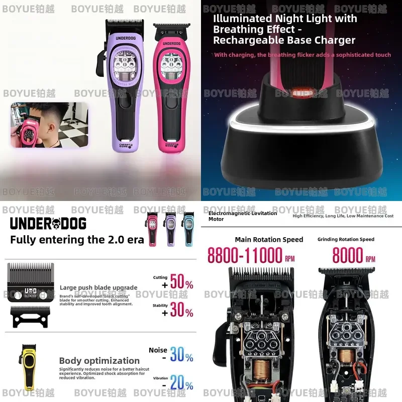 Electric Shears Magnetic Levitation Motor Black Cutting Oil Head Layering Tool for Hairdresser Professional Cordless Clipper