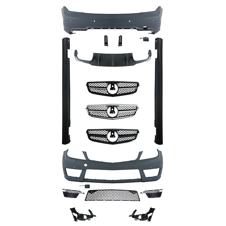 New Universal Bodykit Front Rear Bumpers Grille for -Benz C-Class W204 2011-2014 C63  Clip-on Upgrade