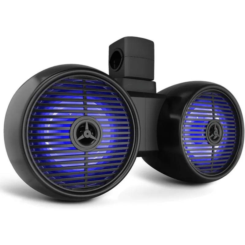 Doppi altoparlanti fuoristrada impermeabili - Sistema audio a torre per wakeboard marino a 2 vie da 6,5" 200 W con luce LED, gamma completa per esterni