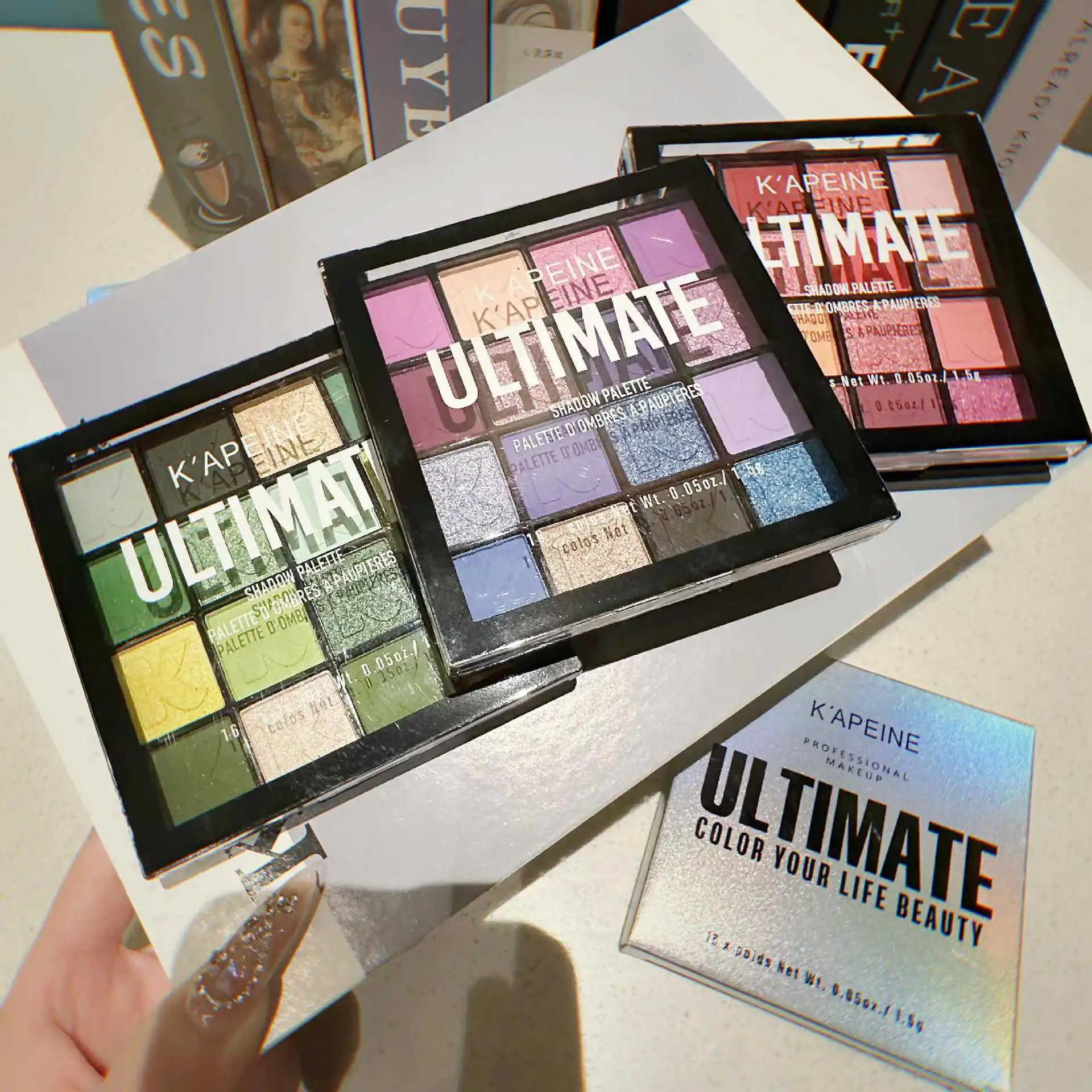 อายแชโดว์ 16 สี Matte Glitter Pearl ผงสีละเอียดอ่อนง่าย Shimmer Eye Shadow Long Lasting Make Up