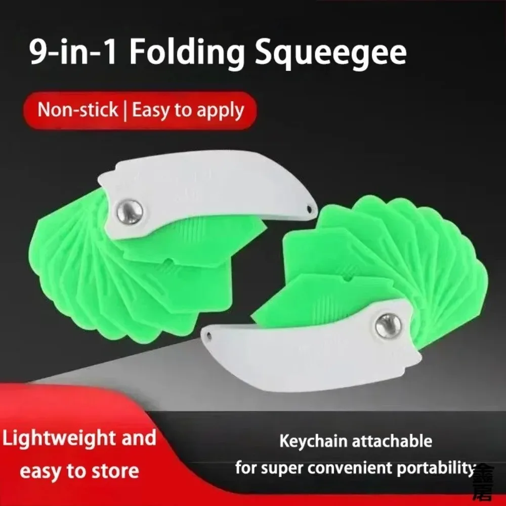 9 In One Foldable Plastic Scraper Multi Edge Blades For Automotive Tint Film Installation Glue Decal Residue Remover Tool