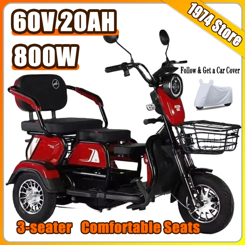 

Disabled Commuting Electric Tricycle Comfortable Seat Mobility Scooter Adult 800 Watt Motor Battery Elderly Leisure Scootmobiel