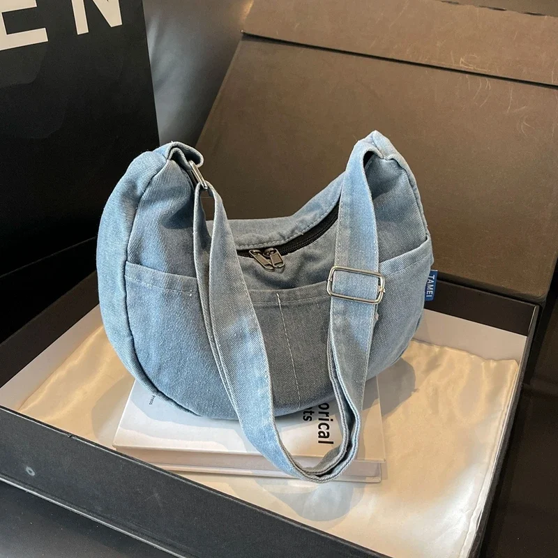 Sewing Thread Denim Zipper Women's Crossbody Bags on Sale 2024 High Quality Free Shipping Trend Shoulder Bags Bolso Mujer