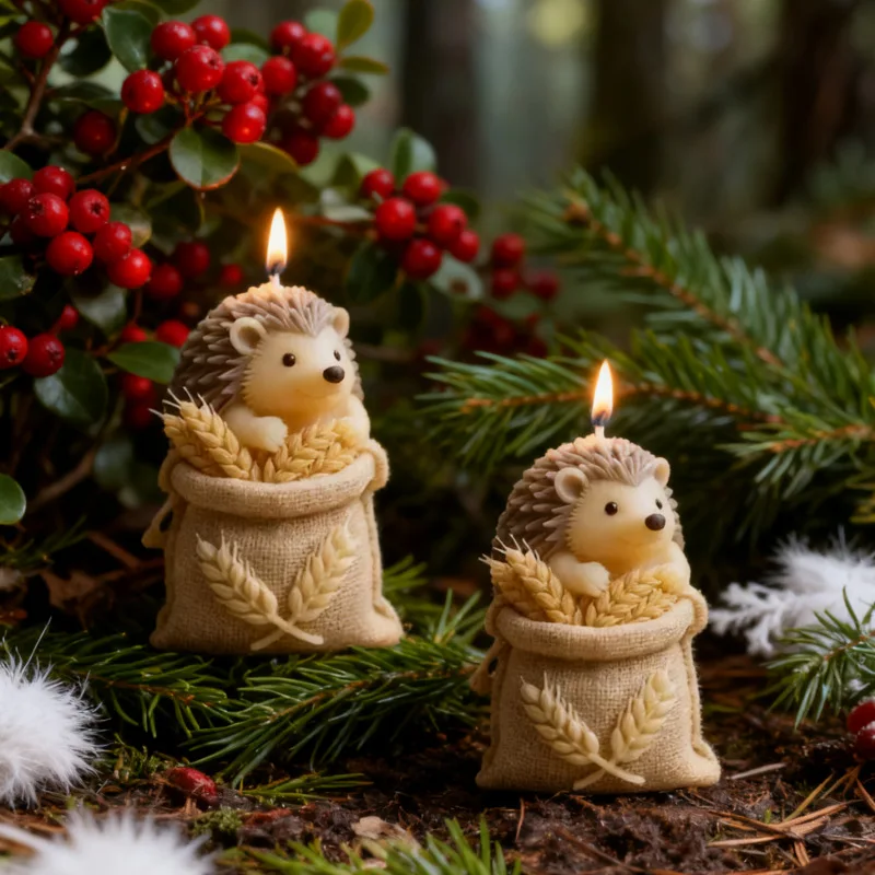 VERIDIAN Christmas Hedgehog Wheat Bag Scented Candle Silicone Mold Diy Hedgehog Handmade Soap Diffuser Stone Decoration