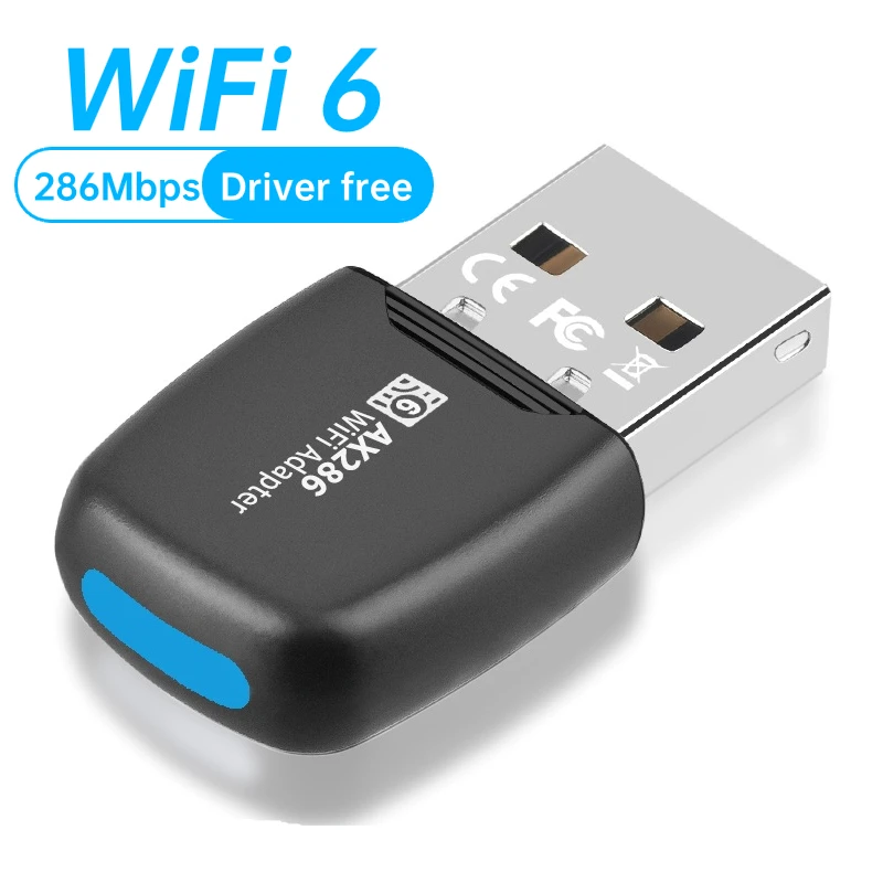 

WIFI 6 USB Adapter Dongle 286Mbps Network Card 2.4GHz Mini Wireless Receiver For PC Laptop For Win10/11 Driver Free