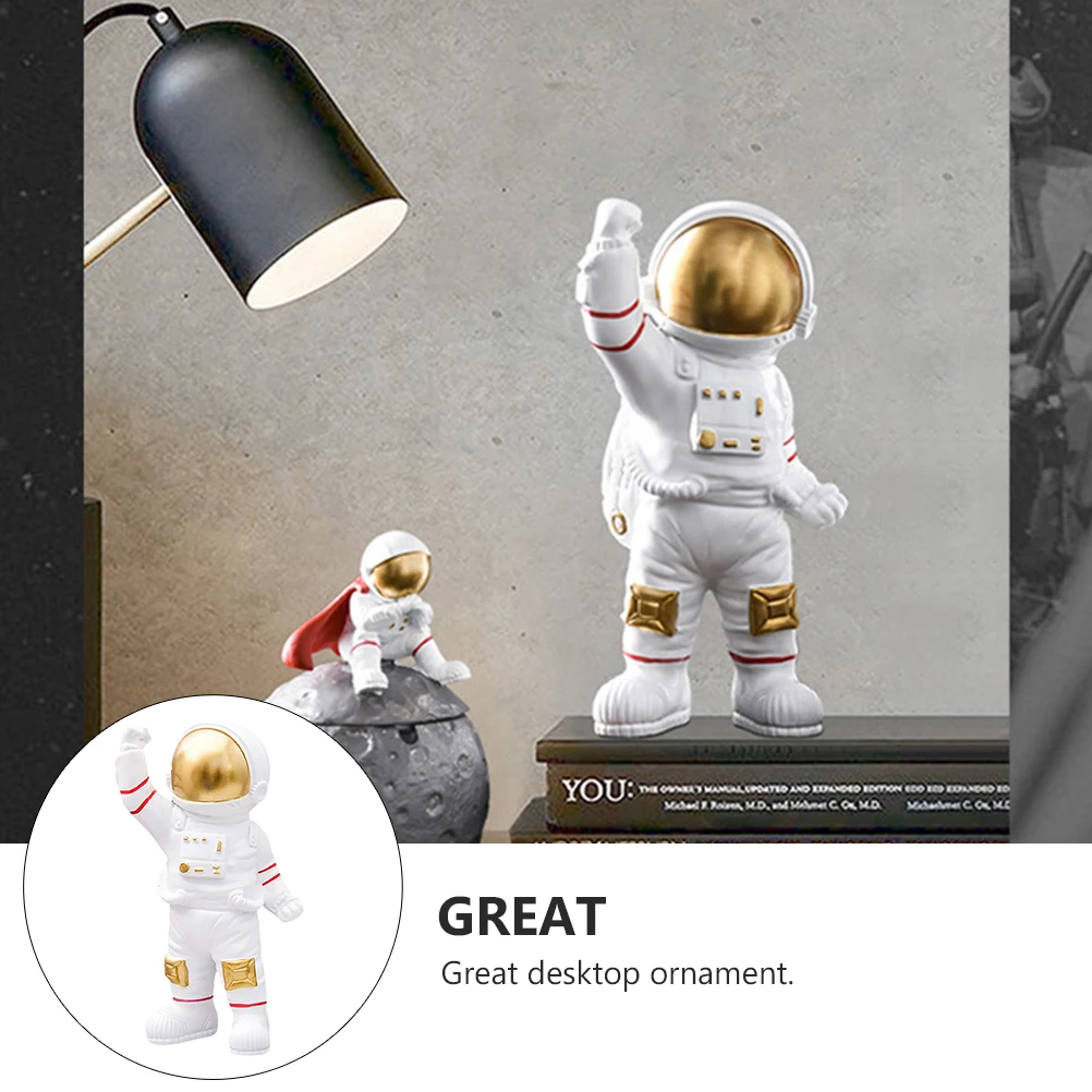 

1pc Spaceman Decoration Resin Creative Table Ornament Lifelike Home Decor Desktop Adornment Room Office Living Room Stand