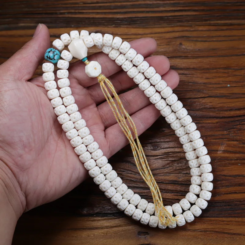 Antler 108 Buddha Bead Bracelet With Turquoise And Red Beads Handheld Necklace