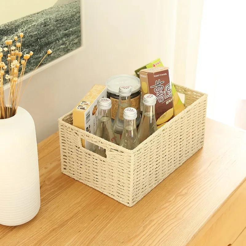 Direct Manufacturer Supplies Desktop Miscellaneous Snack Storage Box Home Woven Storage Basket Toy Placement Basket