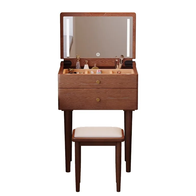 

Solid wood mini dresser small bedroom modern simple flip bedside table dressing table integrated ultra-narrow makeup table