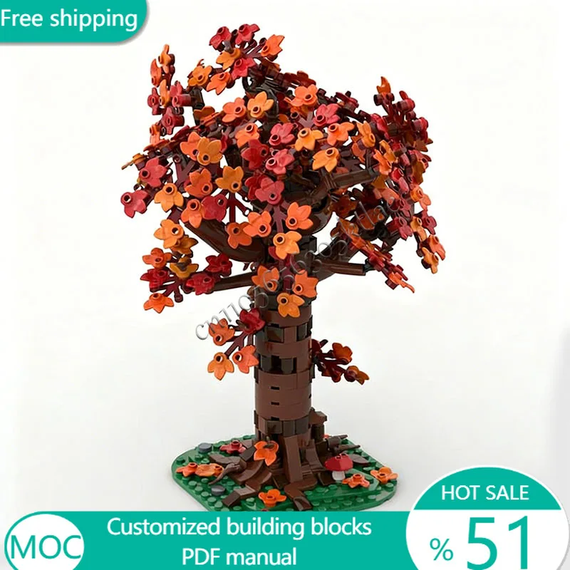 568 PCS Trees Plants And Trees Collection Big Red Oak MOC Customize Modular Building Block Design Model DIY Festival Toy Gift