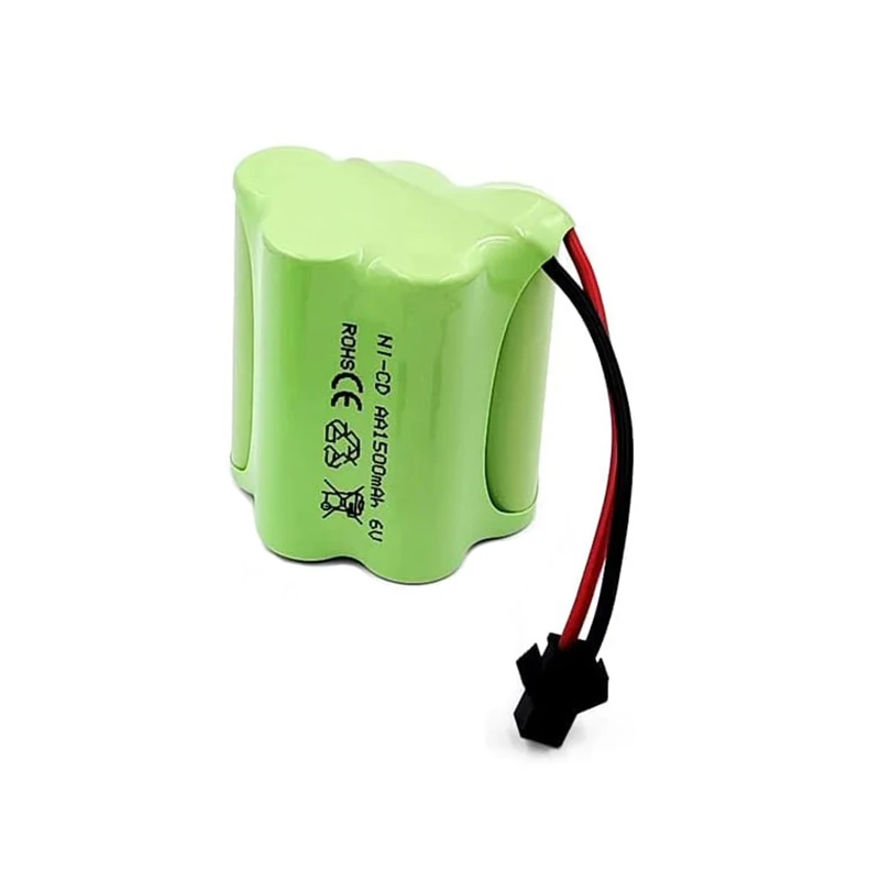 6V Ni-CD 1500mAh 5-Cells AA Battery Compatible for Stunt RC Cars, Trucks, School Bus Toys, Outdoor Solar Light Batteries