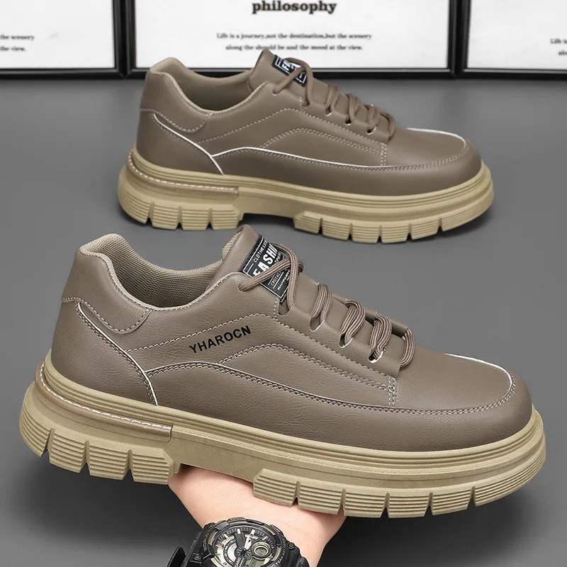 Mens Shoes Autumn New Trend Versatile Casual Board Shoes Platform Heightening Sneakers Men Breathable Comfortable Workwearshoes
