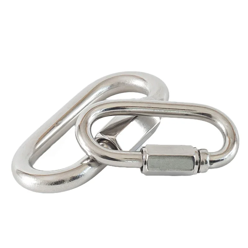 1-5Pcs M3-M14 304 Stainless Steel Oval Quick Connect Ring Carabiner for Rock Climbing Safety Snap Hook Chain Link Meron Lock Buc