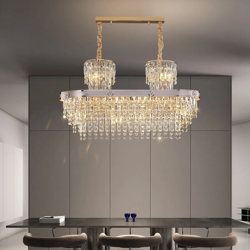 

New Living Room Crystal Chandelier Light Luxury Independent Villa Chrome Brushed Craft Designer Restaurant Luxury Apartment Lamp