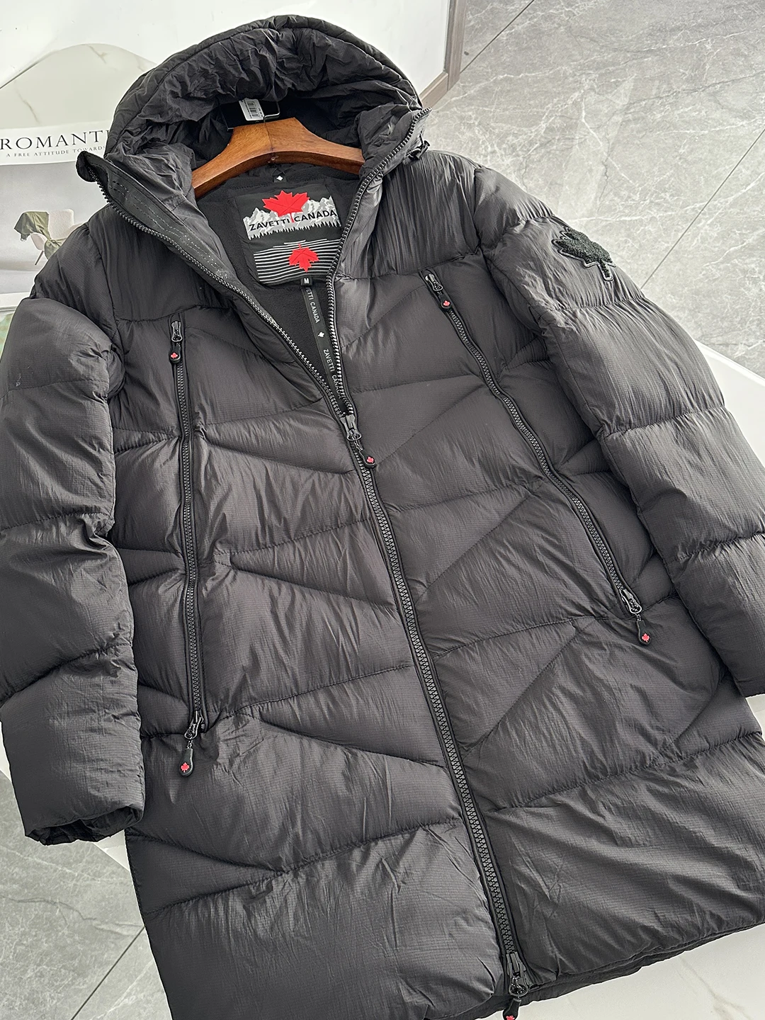 Thickened Fleece Lined Men's Mid-Length Hooded Cotton Jacket Warm Winter Outerwear Fashionable Urban Style Standard Fit Long ...