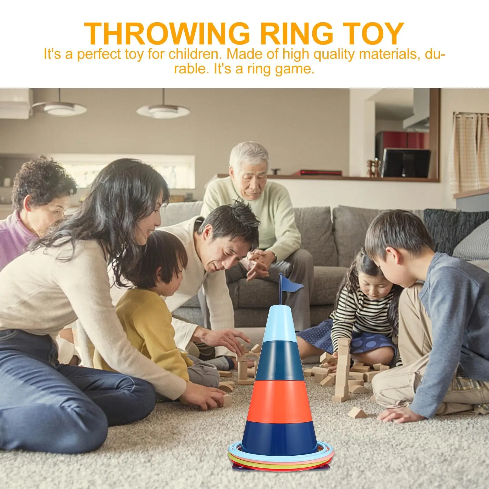 لعبة الرمي الدائري للأطفال التعليمية، ألعاب بلاستيكية مكدسة لامعة، تصميم قابل للفصل، سهل التخزين في الهواء الطلق #6