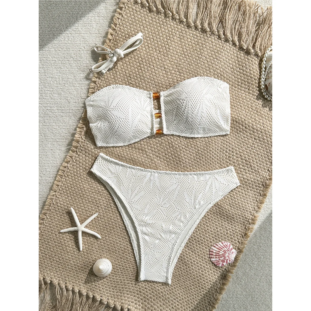 Sexy Cut-Out-Bandeau-Bikini, Damen-Badebekleidung, zweiteiliger Bikini, brasilianischer, gepolsterter Badeanzug, Badeanzug, Schwimmanzug V7959 – Detail 19