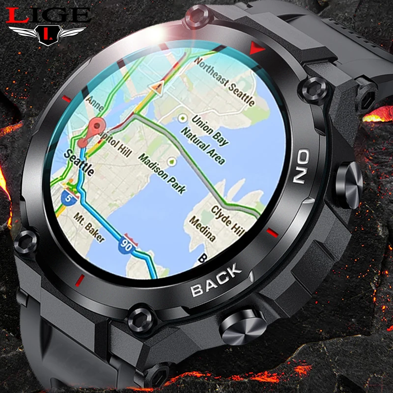 

LIGE GPS New Smart Watch Men Outdoor Sports Fitness Bracelet Blood Pressure Clock IP68 Waterproof Smartwatch For Android IOS