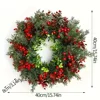 40cm Christmas Wreath with Red Berries - Artificial Eucalyptus Leaf Door Hanger, - Indoor and Outdoor Holiday Decor 2