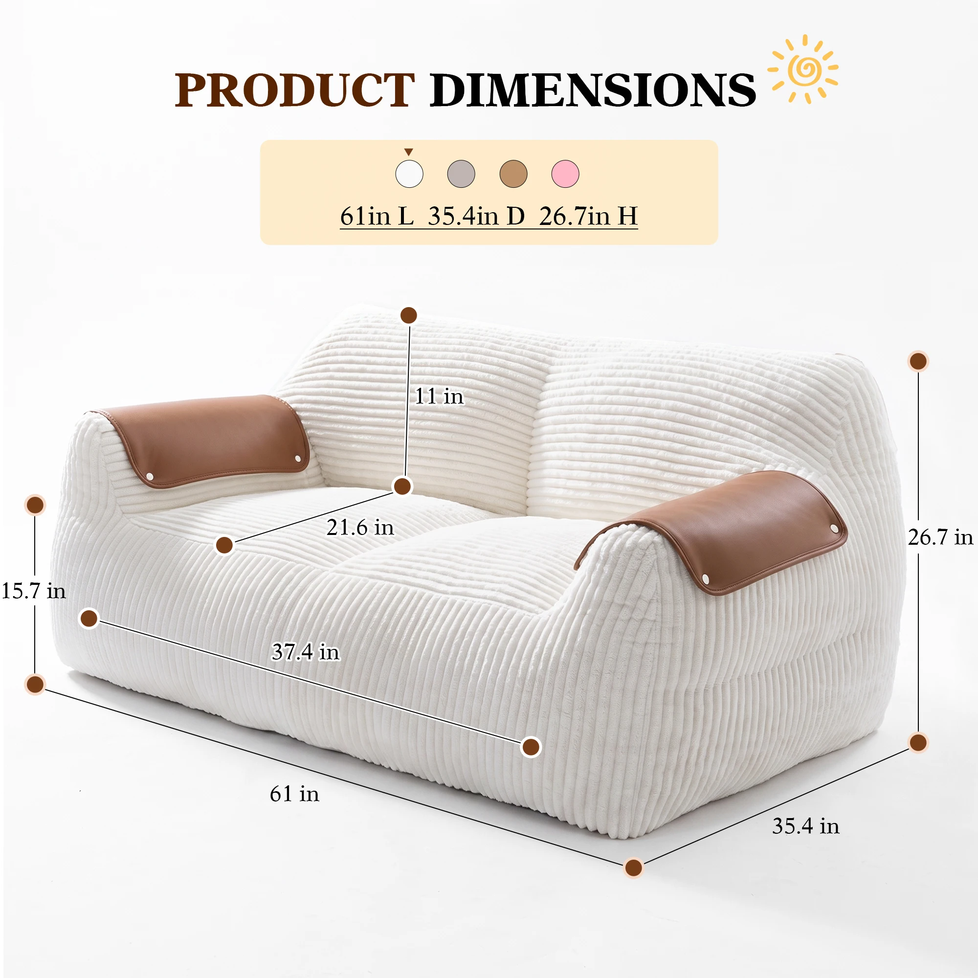 Oversized Double Bean Bag Sofa 8
