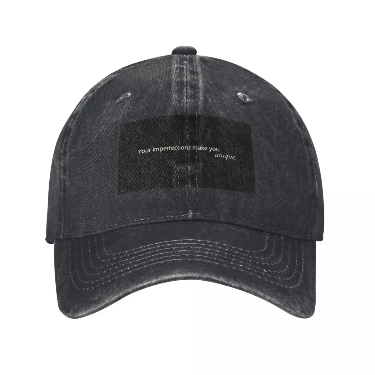 

Black Background And White Writing Baseball Caps Vintage Denim Washed Headwear Unisex Style Outdoor Running Hats