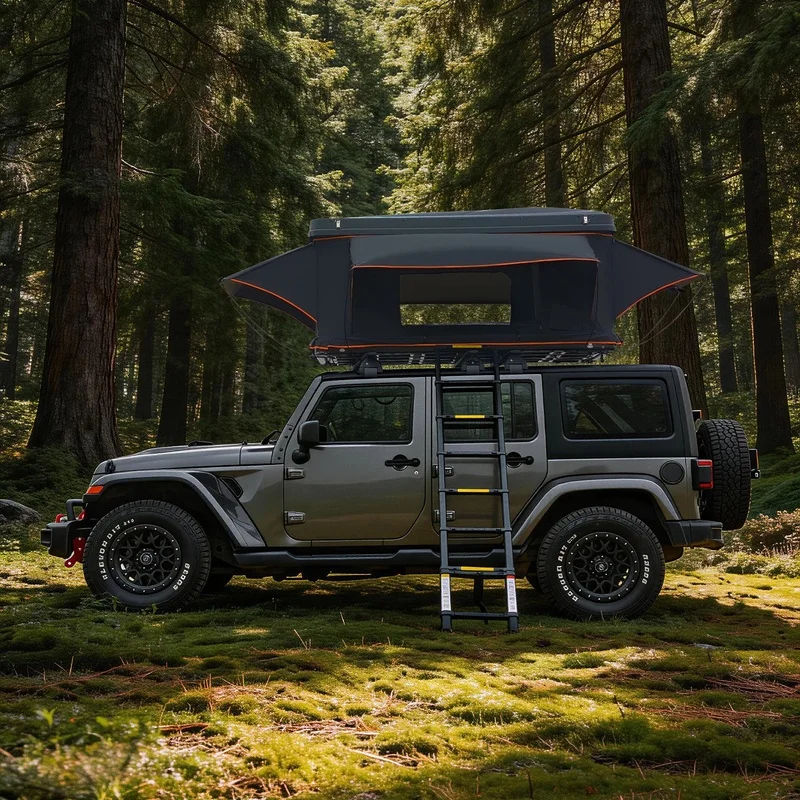 Auto Parts 3-4 Person ABS Hard Clamshell Black Aluminum Custom Roof Top Tent For Car Outdoor Camping Auto Camping Accessories
