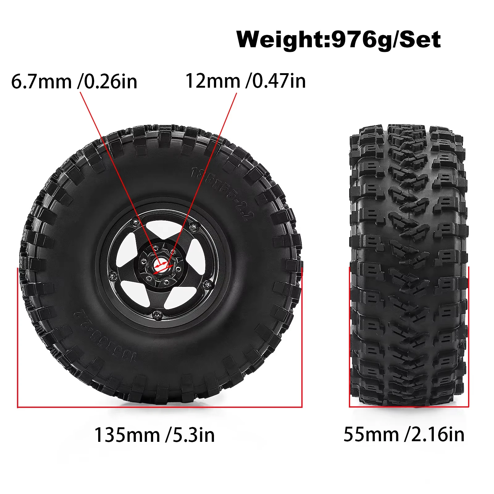 4Pcs 135×55mm 2.2