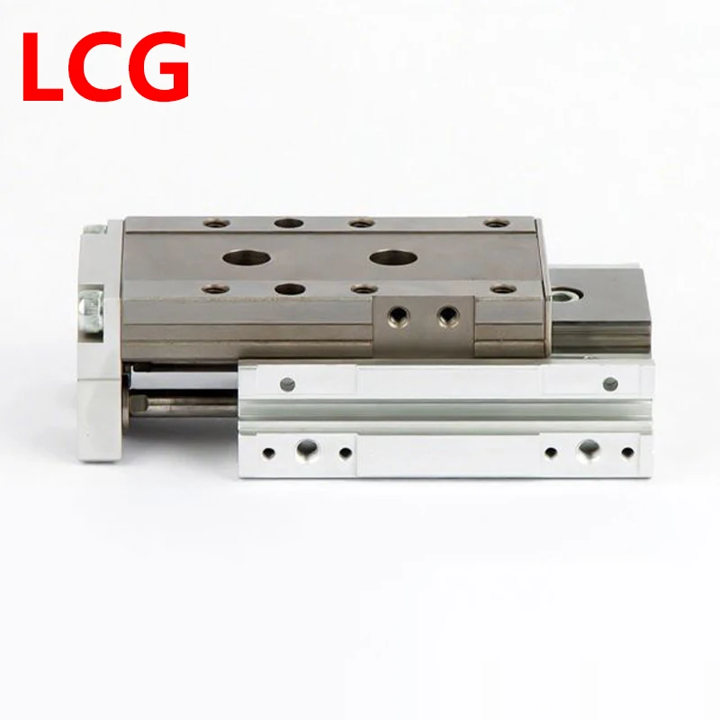 LCG6 8 12-10 20 30 40 50 75 100mm Stroke Double ActingAir Slide Table Cylinder Pneumatic Linear Cylinder