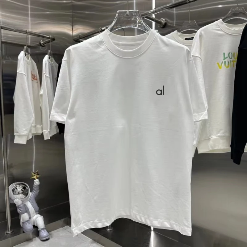 

2025 Fashion Women's T-shirt Brand Short Sleeve Alo Print Tshirt Clothing Tee Luxury Men T Shirt Print Y2k Streetwear Tops