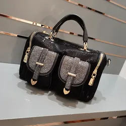 Sac à main à paillettes brillantes pour femme, sac à bandoulière Ita, sac à main à poignée supérieure, grande capacité, luxe, biscuits, initié, noir