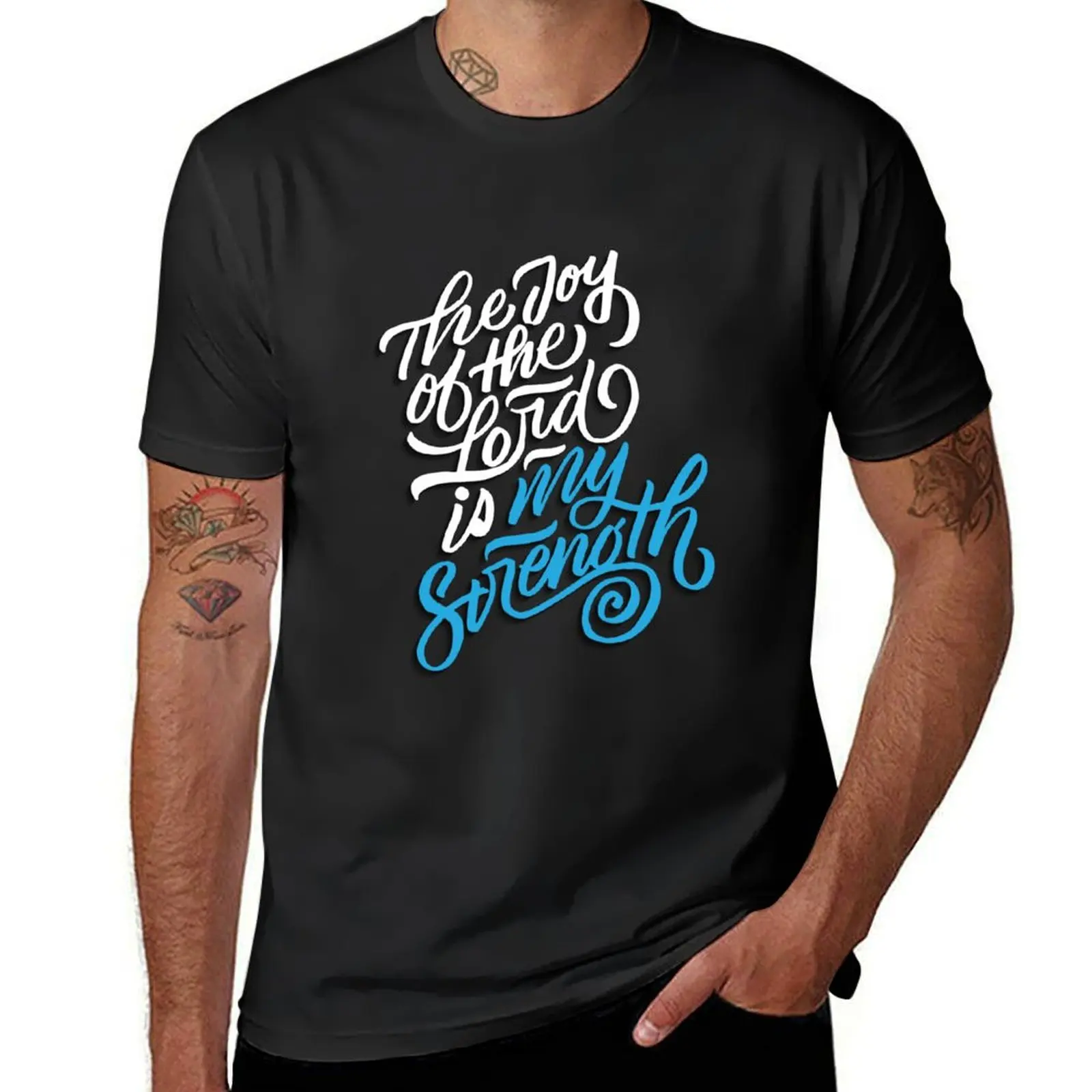 The joy of the Lord is my strength - Scripture T-Shirt boys animal print kawaii clothes T-shirts for men cotton