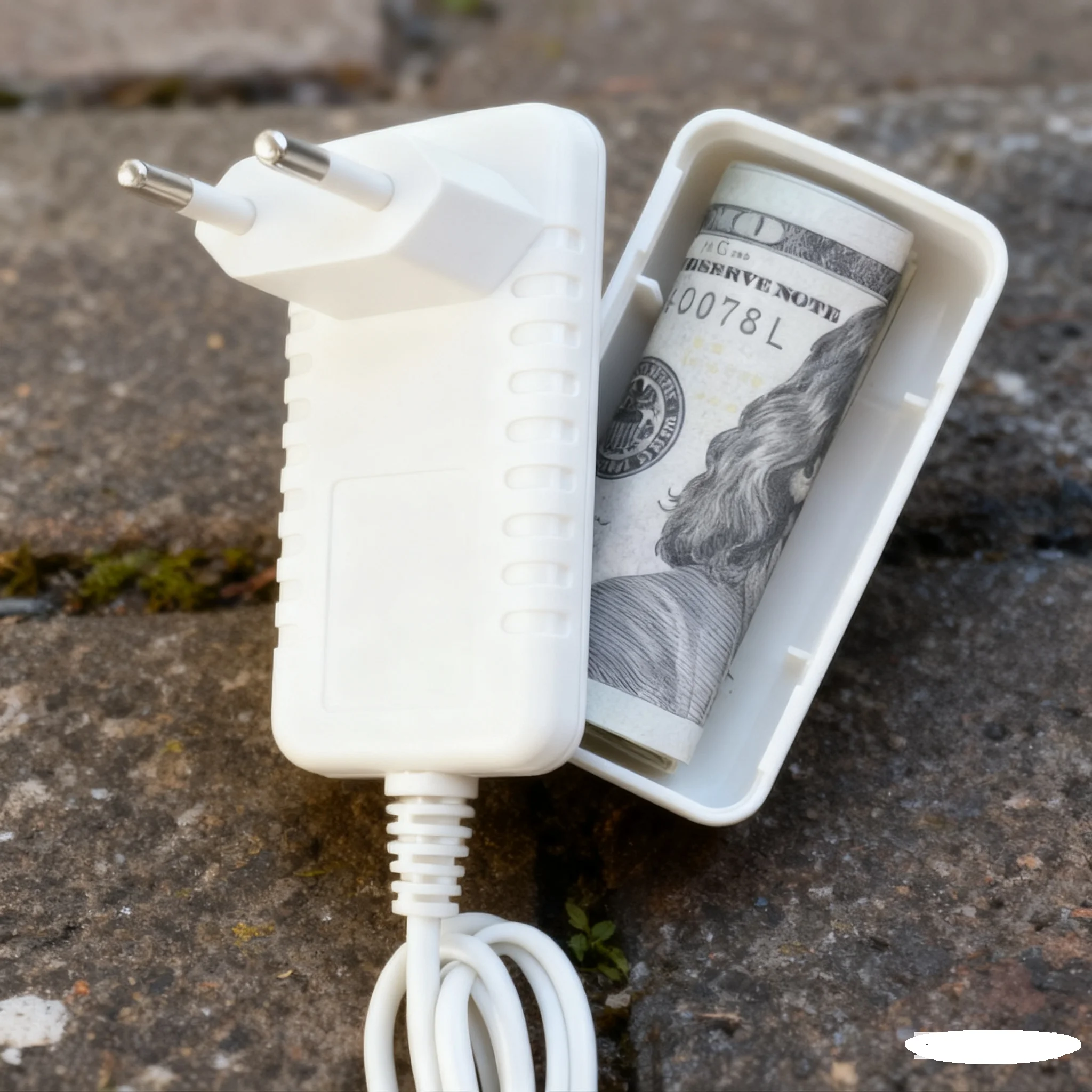 1PC Plastic Electric Adapter with Wire Plug Covert Secret Compartment Safe Diversion Stash Box for Money Storage