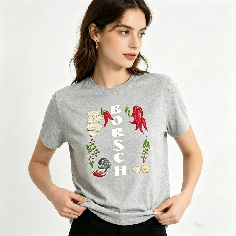 Traditional Ukrainian Borsch T-Shirt Beetroot Soup Graphic Tee Eastern European Food Culture Top Retro Culinary Print Shirt
