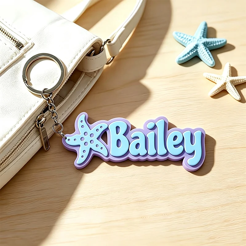 Starfish Acrylic Keychain Custom Text Key Ring Colorful Letter Charm Personalized Customized Name Pendant Cute Backpack Decor