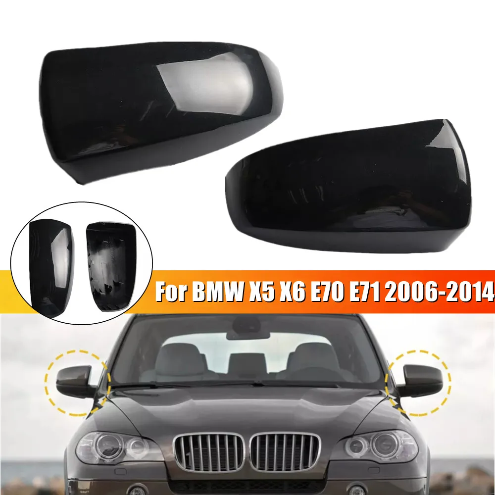 

2PCS For LHD BMW X5 E70 X6 E71 2007-2014 Rearview Side Mirror Cover Wing Cap Exterior Door Rear View Trim Car Replacement