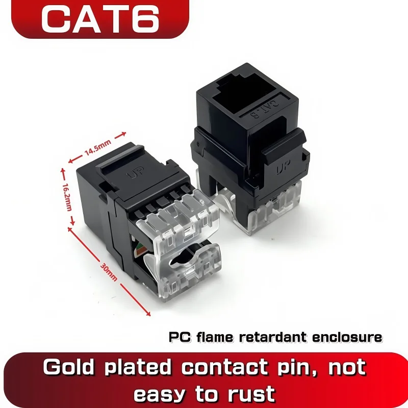 Module réseau d'ordinateur RJ45 CAT6, 180 degrés Gigabit, module d'information non protégé, 1PC