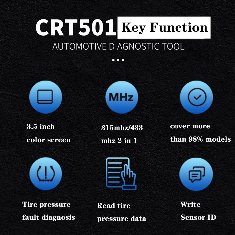 LAUNCH CRT501 TPMS Diagnostic Tool 315/433MHz Tire Pressure Sensor Activator Programmer OBD2 Scanner TPMS Relearn Reset For BMW