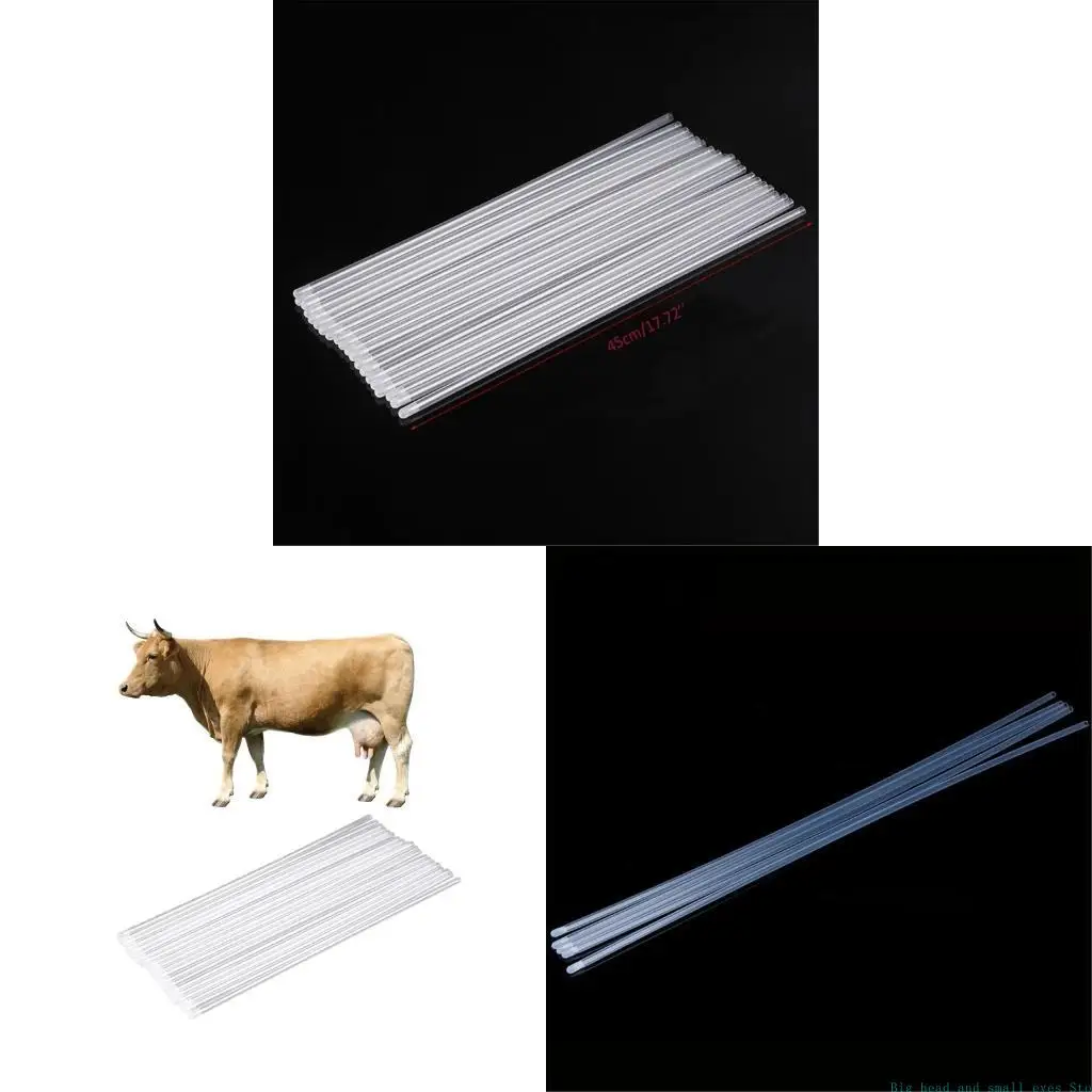 581C 60 Pcs Artificial Insemination Rods Set Disposable Animal Breeding Tubes 17.7'' Rod for Ideal for Cattles Cows Breeding